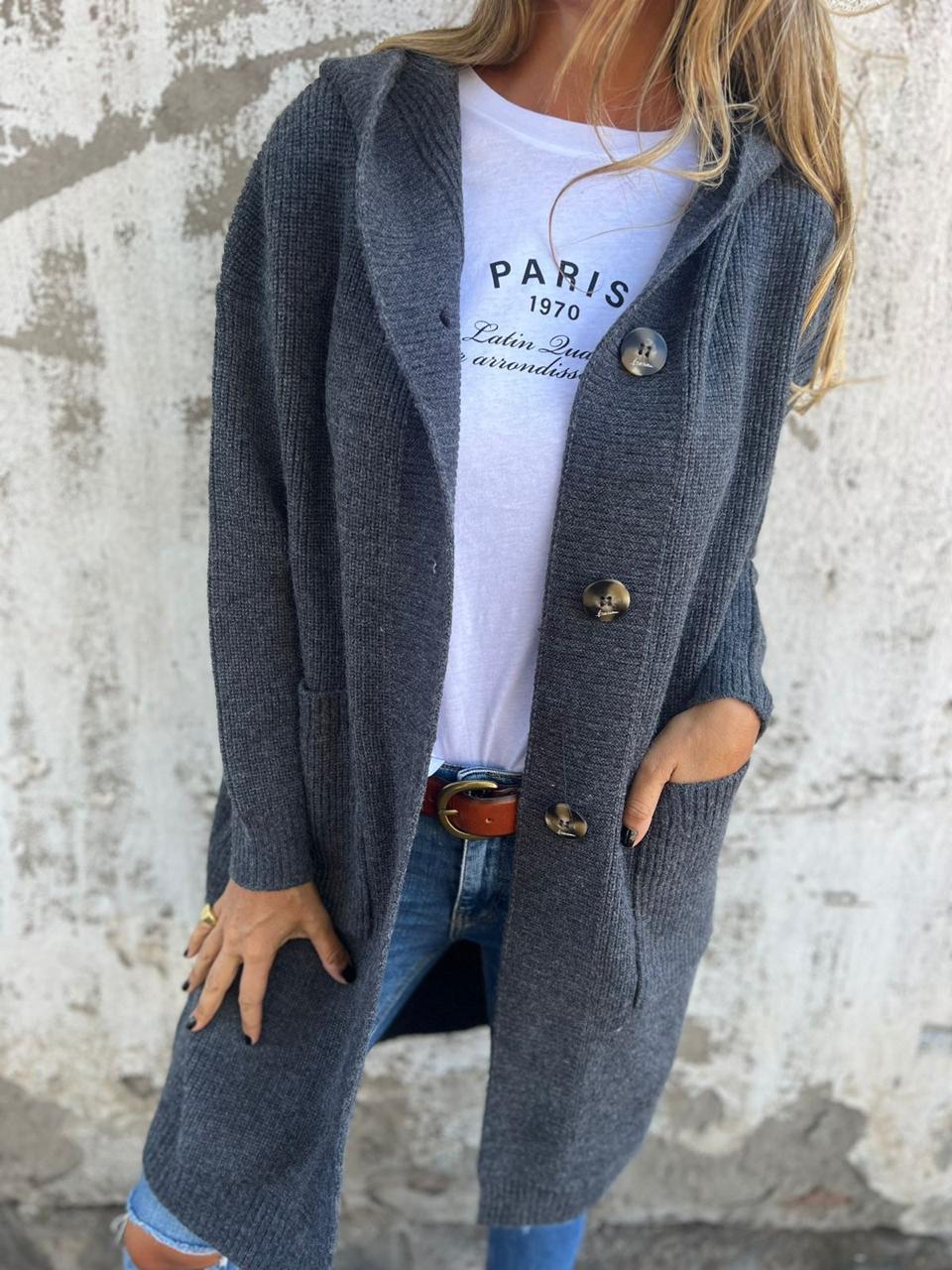 Frida - Cardigan lungo elegante in maglia