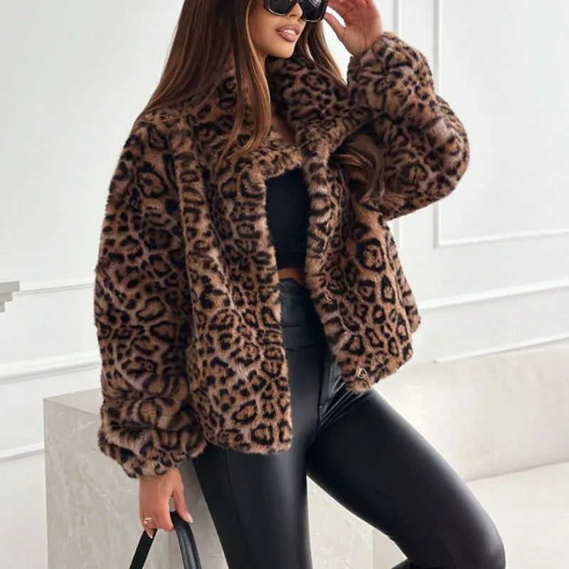 Leona - Cappotto di Lusso con Stampa Leopardo
