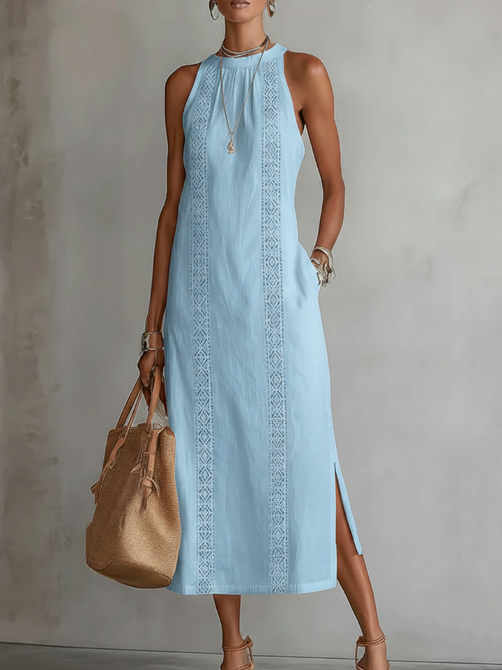 Jimena | Abito midi con collo alla Mao