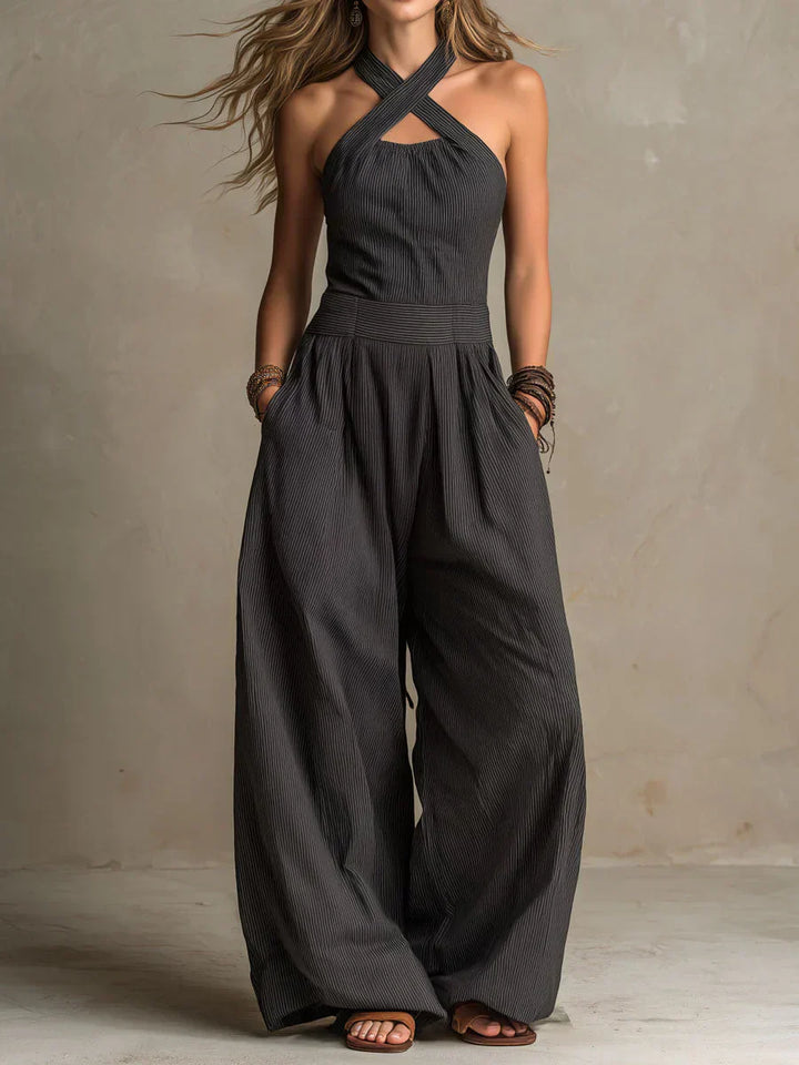 Isabella | Tuta Lunga Fluida con Scollo Halter