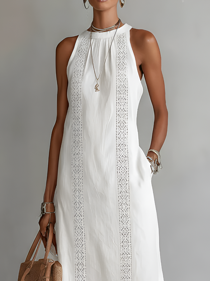 Jimena | Abito midi con collo alla Mao