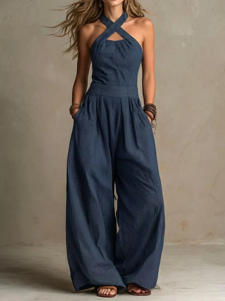 Isabella | Tuta Lunga Fluida con Scollo Halter