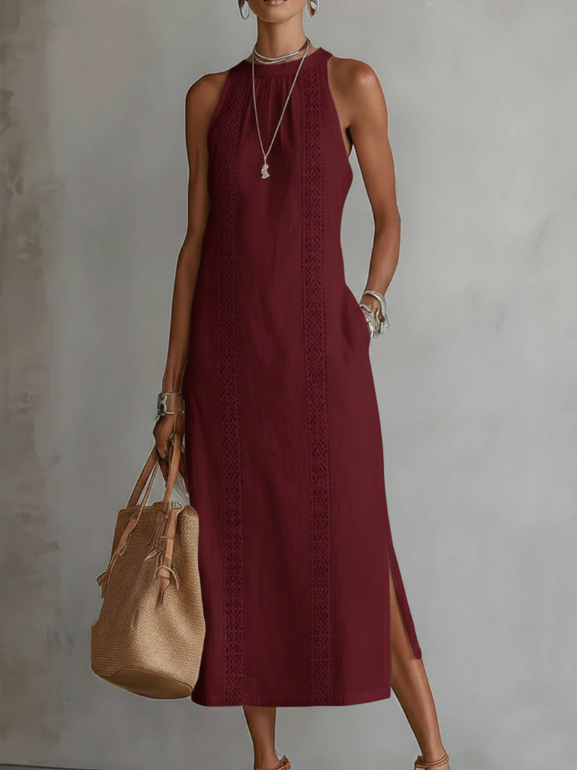 Jimena | Abito midi con collo alla Mao