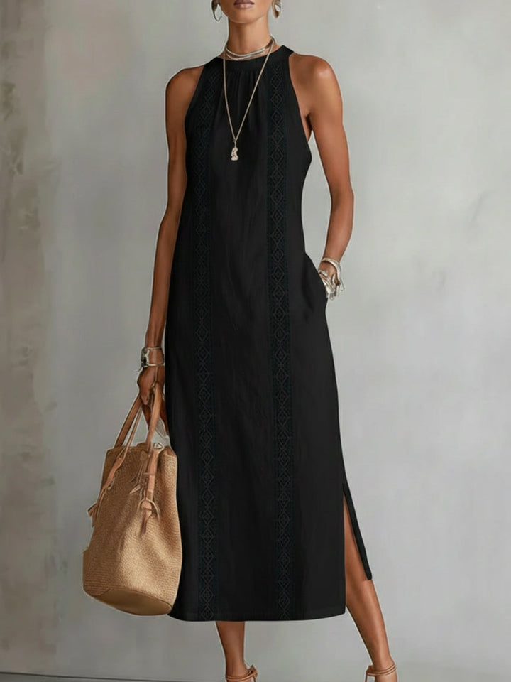 Jimena | Abito midi con collo alla Mao