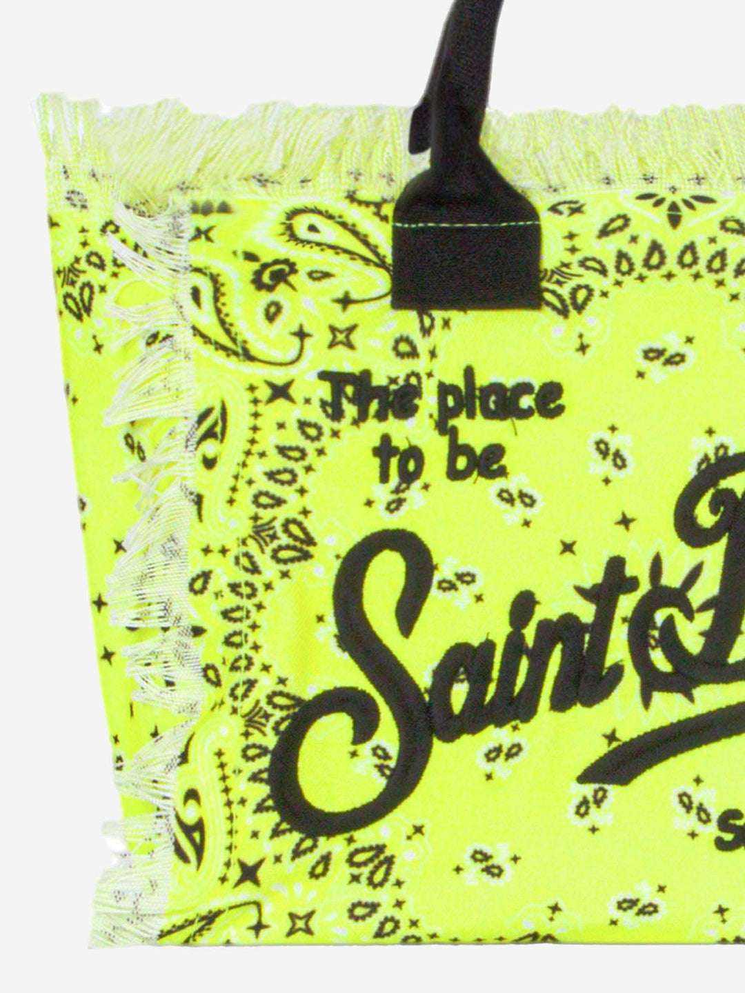 Colette Canvas Tote Bag with Fluorescent Yellow Bandana Print