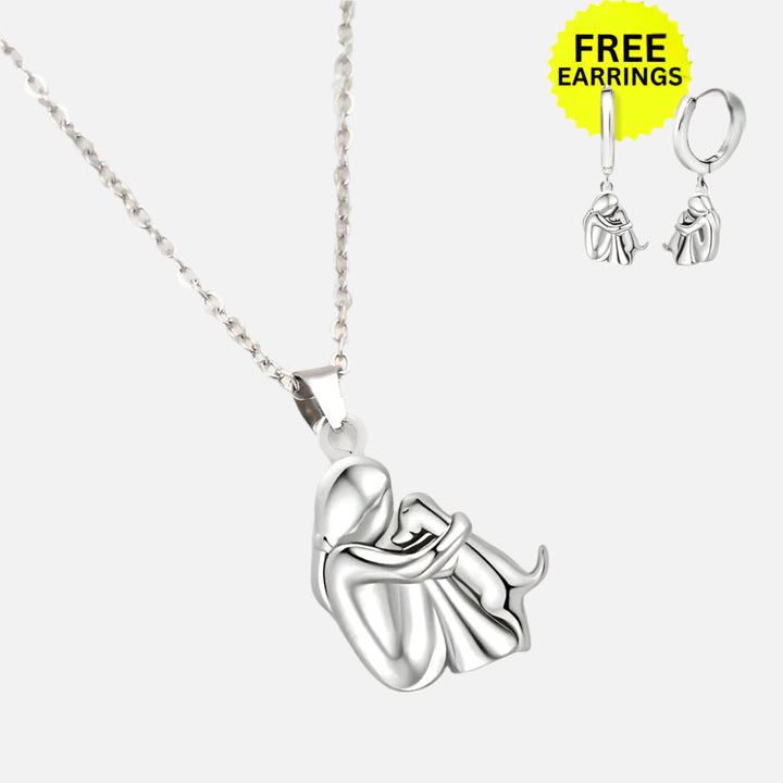 Collana ciondolo 'Abbraccio' con orecchini abbinati