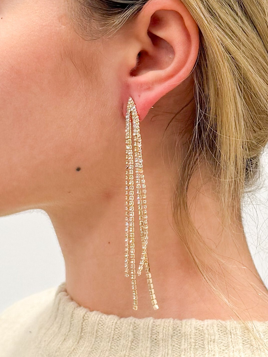 Orecchini Triangolari a Cascata con Glitter