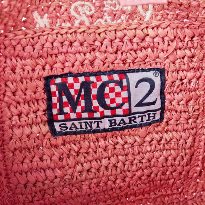 Colette Pink Raffia Bag with Saint Barth Embroidery