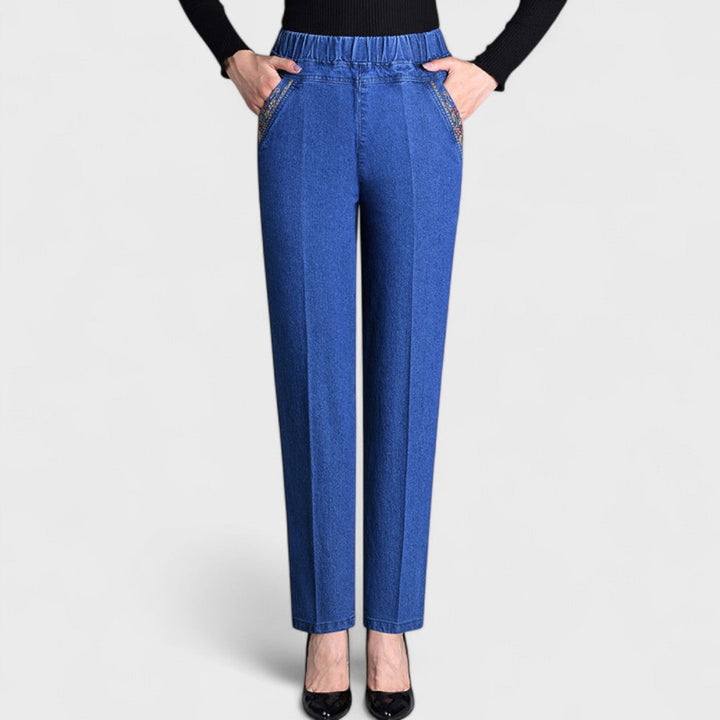 Jeans da donna con tasche laterali e vita elastica