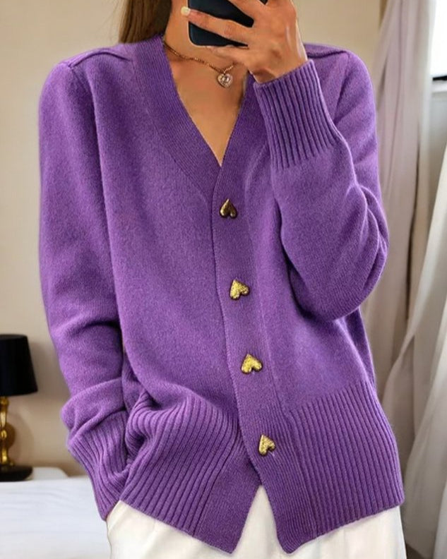 Adele - Elegante Cardigan con Bottoni a Forma di Cuore