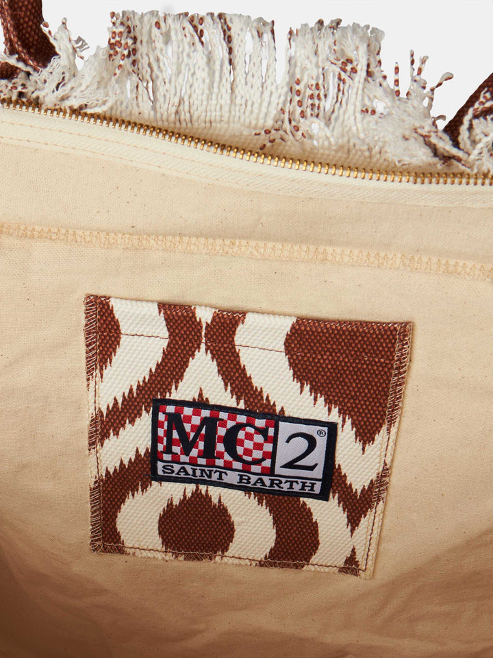 Vanity Canvas Shoulder Bag with Ikat Print