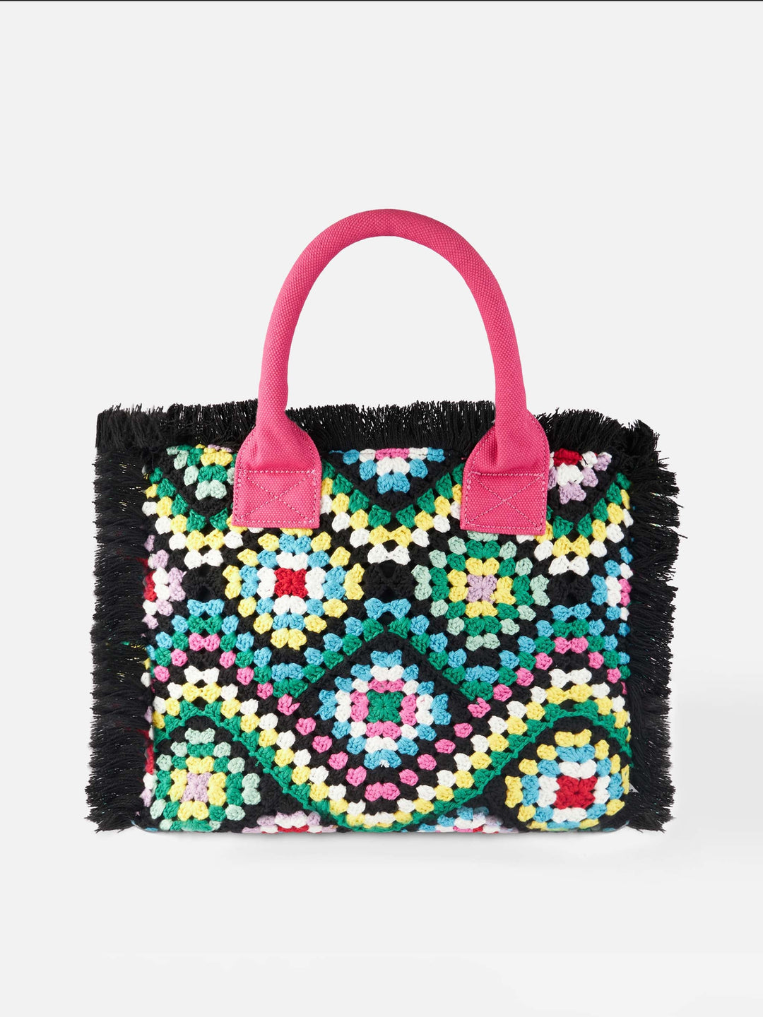 Borsa a spalla in crochet con design multicolore