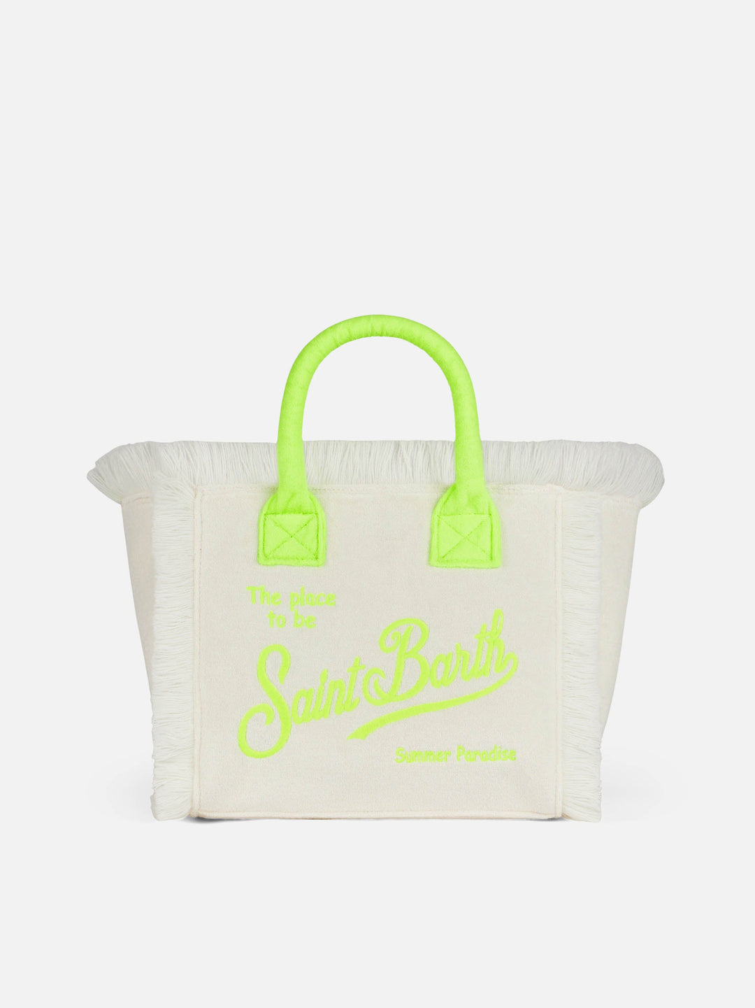 Saint Barth Colette White Terry Cloth Bag with Logo
