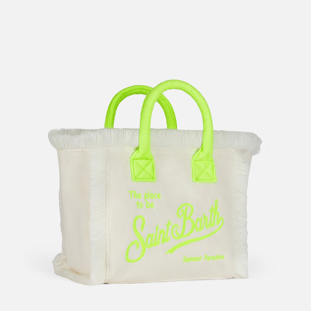 Saint Barth Colette White Terry Cloth Bag with Logo