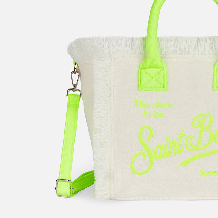 Saint Barth Colette White Terry Cloth Bag with Logo