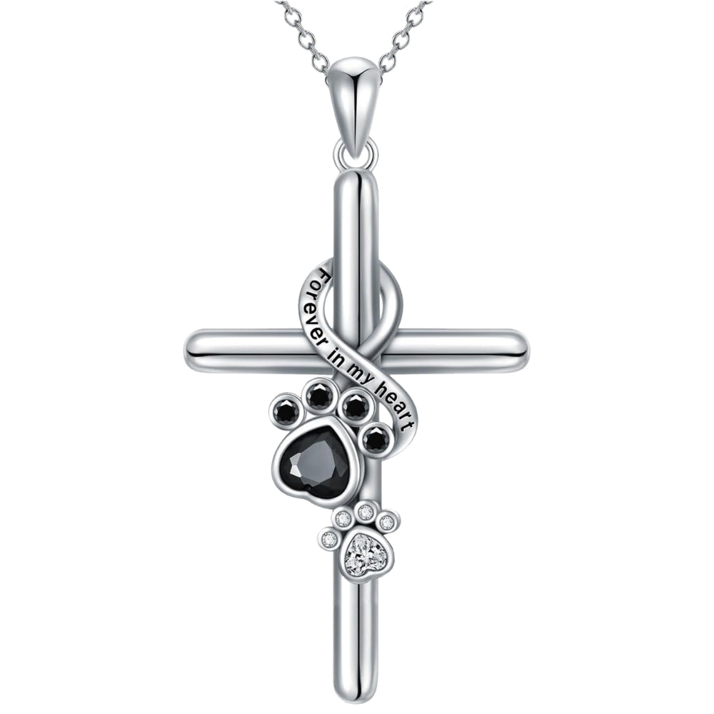 Collana in argento sterling 925 con ciondolo a zampa e croce